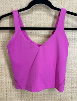 Lululemon Align Tank Top Women 2 Nulu Cropped Shelf Bra Pink LW1DUDS thumbnail 1