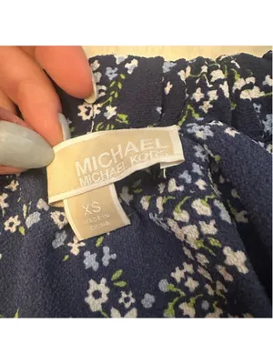 Michael Kors Navy Blue Floral Off Shoulder Blouse Womens XS thumbnail 5