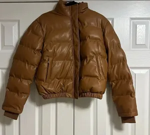 GENERATION LOVE Women’s Camel Brown Vegan Puffer Jacket Size M New thumbnail 1