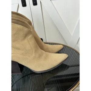 Reserved Womens Western Ankle Boots Size EU 36 US 5 Tan Suede Pointed Toe Heel thumbnail 5
