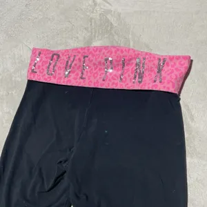 Victoria's Secret PINK Women's Y2K Fold Over Yoga Pants Pink Sparkle SZ M Capri thumbnail 3
