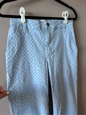 Hollister Women's Blue Checkered High Rise Utility Dad Pants Size 26/3 Regular thumbnail 4