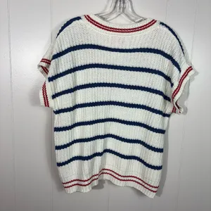 Simply Southern Red White Blue Short Sleeve V-Neck Chunky Knit Sweater Vest XL thumbnail 5
