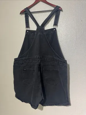 City Chic Wash Black Denim Short Overalls Romper Womens Plus Size 20 thumbnail 4