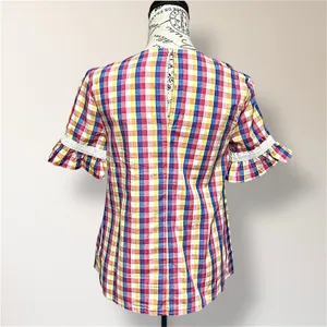 English‎ Factory Anthropologie Gingham Check Ruffle Sleeve Top Cottagecore Boho thumbnail 6