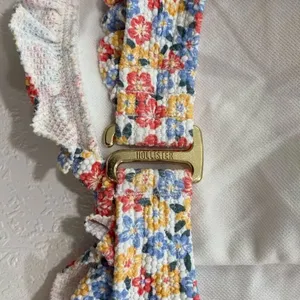 Hollister Smocked Floral Bikini Top | Ruffle Tie-Strap Swim | Size L thumbnail 4