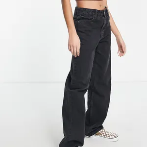 ASOS New Bershka Petite high‎ waist dad jeans in black thumbnail 3