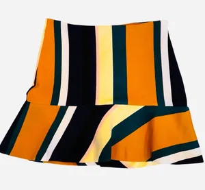 Zara Striped Vintage Inspired Trumpet Mini Skirt Blue Green M thumbnail 1