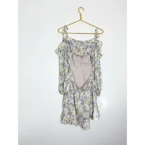 ASTR The Label Anastasia Cutout Mini Dress Small Ivory Lilac Floral Cottagecore thumbnail 16
