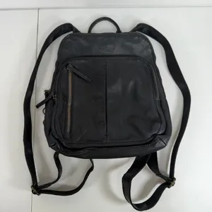 American Leather Co Small Backpack Black Pebbled Leather Travel Bag Minimalist thumbnail 2