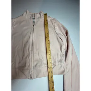 Nike Women's Full Zip Crop‎ Jacket Blush Pink Mock Neck Pullover Size Medium thumbnail 4