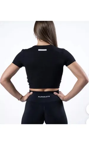 Alphalete Woman’s Premium Wrop SS Crop - Black, Size Small thumbnail 2