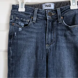 Paige Hoxton Ultra Skinny Jeans Quinnley Dest Wash Dark Blue Size 23 Distressed thumbnail 7