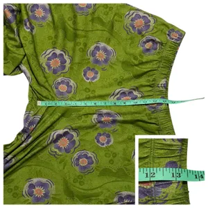 Gudrun Sjoden Green Floral Wide Leg Pants Lagenlook Mori Girl Cottagecore Boho M thumbnail 3