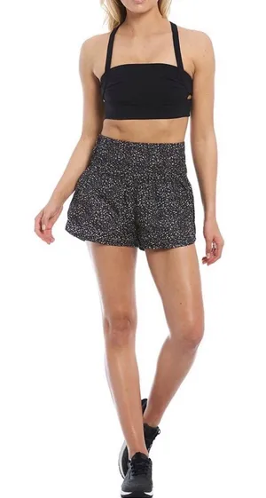 Free People FP Movement The Way Home Run Shorts Black & White Leopard Print thumbnail 1