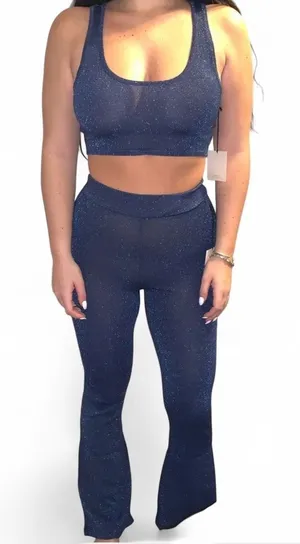 NWOT Superdown sparkly flare pants set thumbnail 1