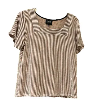 W5 Square Neck Striped Short Sleeve Shirt Woman’s Size Small thumbnail 1