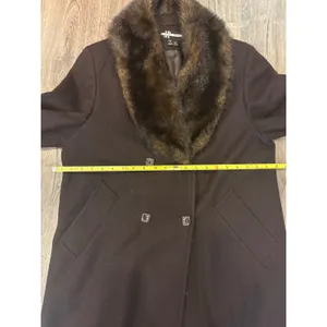 Vintage JP 1893 Women's Wool Brown‎ Faux Fur Trim Double Breasted Coat Size 8 thumbnail 7