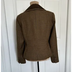 Sundance Catalog Wool Riding Jacket Blazer Brown Plaid Western Stud Collar Sz 6 thumbnail 4