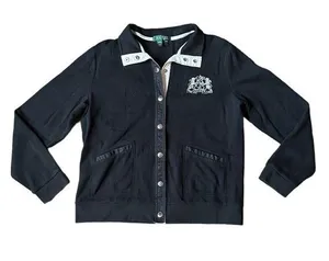 Lauren Ralph Lauren Womens Size Large Black Embroidered Logo Cardigan thumbnail 1