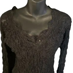 vintage victoria secret moda international size L Elegant Black Lace Women's Top thumbnail 2