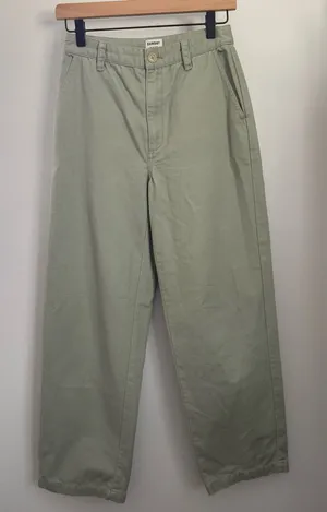 Aritzia Sunday Best 2 Barrel Relaxed Straight Pants Mid Rise Sage Green Spring thumbnail 1