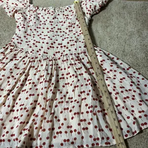 Reformation Coquette Cherry Print Smocked Mini Dress Red‎ Short Sleeve Size 10 thumbnail 3