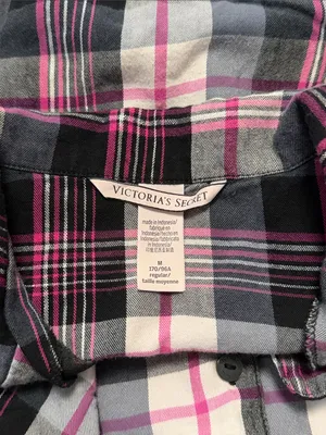 Victoria's Secret Black, White & Pink Plaid Pajama Set thumbnail 4