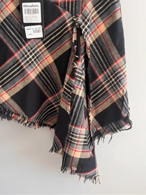 Threadbare Yana Plaid Asymmetrical Fringe Mini Skirt Gray XS US 4 NWT thumbnail 5