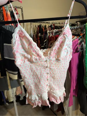 Free people love letter tank pink medium $128 NWT thumbnail 4