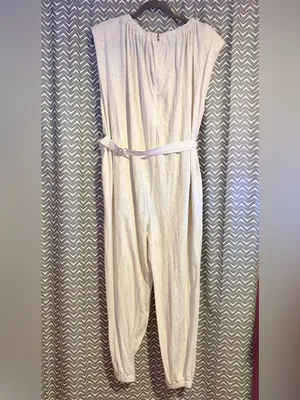 NWT Something Navy | Nikki Jumpsuit in Ivory Donegal, Medium thumbnail 5