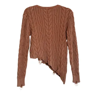 Gilded Intent Size Large Sweater Rust Asymmetrical Cable Knit Grunge Boho Indie thumbnail 5