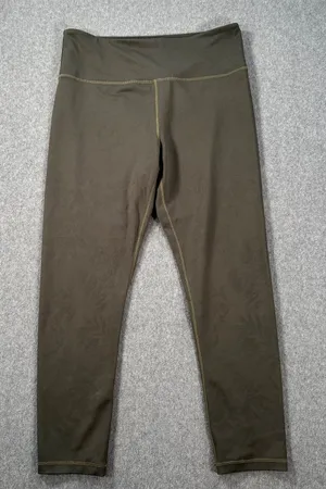 Zyia Active Cropped Leggings Women's 12 Olive Green Floral Print Gym Workout thumbnail 1