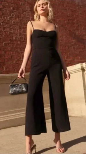 Reformation Gilda Jumpsuit Black Sleeveless Wide Leg 6 thumbnail 1