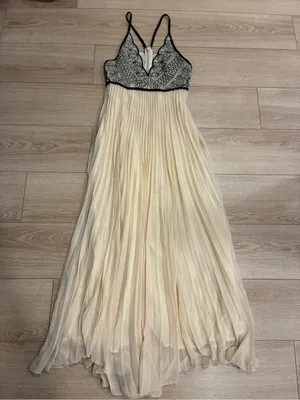Free People Belle of the Ball Maxi Dress Leather Chiffon Halter Size 6 *READ thumbnail 1