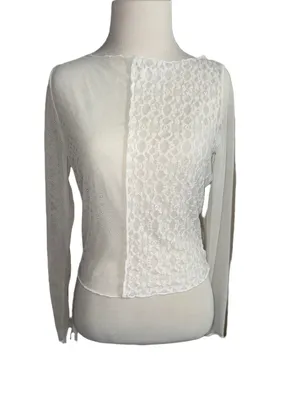 Self Esteem White Mesh Long Sleeve Top thumbnail 5