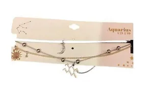 Paparazzi Aquarius Zodiac Celestial Charm Necklace Set Astrology Jewelry Boho Layered R-49 thumbnail 1