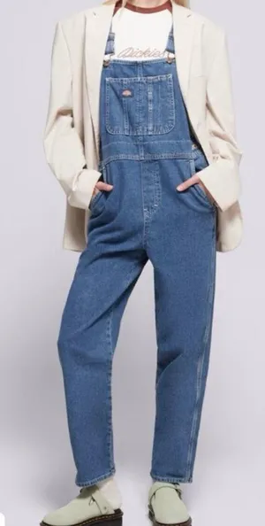 Dickies Heritage Bib Denim Overalls Medium Stone Wash Blue thumbnail 1