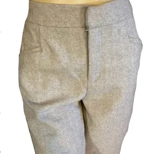 Haute Couture Beige Herringbone Pattern Wide Leg Gaucho Pants (S) thumbnail 6