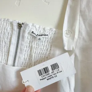 Reformation | NWT Pepper‎ 100% Linen Cropped Tank Top in White thumbnail 6