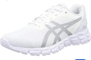 ASICS White Athletic Running Shoe with Gray Logo thumbnail 1
