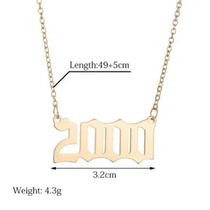 Yr 2000 Customizable Chain Necklace-birthday, anniversary, wedding date thumbnail 4