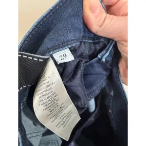7 for all Mankind Dojo Blue Black Santiago Flare Jeans sz 29 Hemmed thumbnail 7