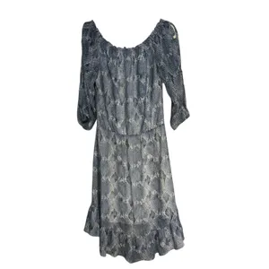 White House Black Market Off Shoulder Tiered‎ Ruffle Print Dress M thumbnail 5