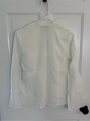 Vintage Banana Republic White Cotton Bell Sleeve Blouse Medium Y2K thumbnail 6