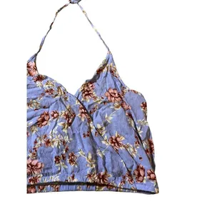 American‎ Eagle Outfitters Women’s Purple Floral Halter Top XL thumbnail 2