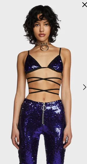 Club Exx Dolls Kill Purple Sequin Set thumbnail 1
