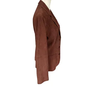 Lilly Pulitzer vintage brown fully lined button down lamb suede blazer small thumbnail 3