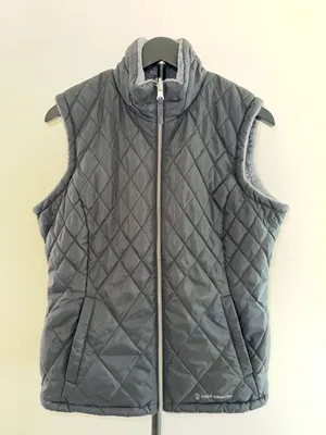 Free Country Women's Quilted Full Zip Vest Black Sherpa Lined Size L thumbnail 1