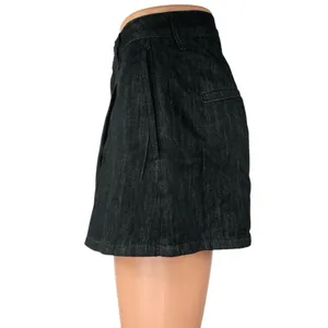 Weworewhat Women's Black High Waisted Pleated Wide Leg Denim Jean Shorts Sz 25 thumbnail 2
